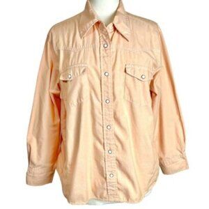 Vintage Pearl Snap Shirt Western 1X C.E. Schmidt Fit For Her Peach Orange